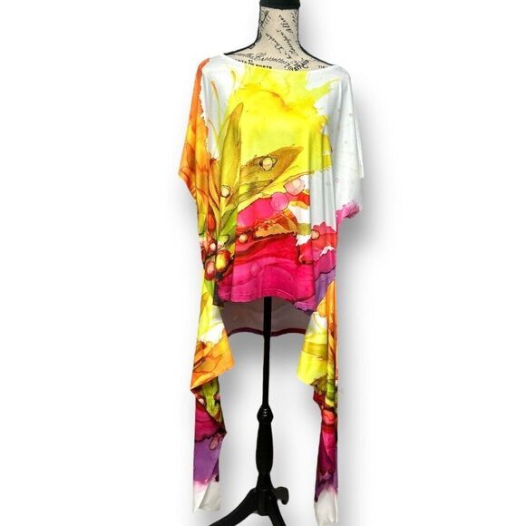 Stylewe 2XL Multicolor Floral Top Tie Hem Raglan Sleeve Lightweight Resort NWT - Picture 3 of 8